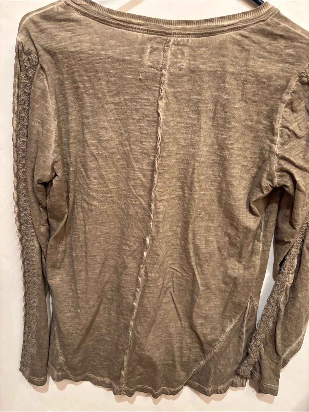 Ruff Hewn lace sleeves Button-Front Long Sleeve Henley s